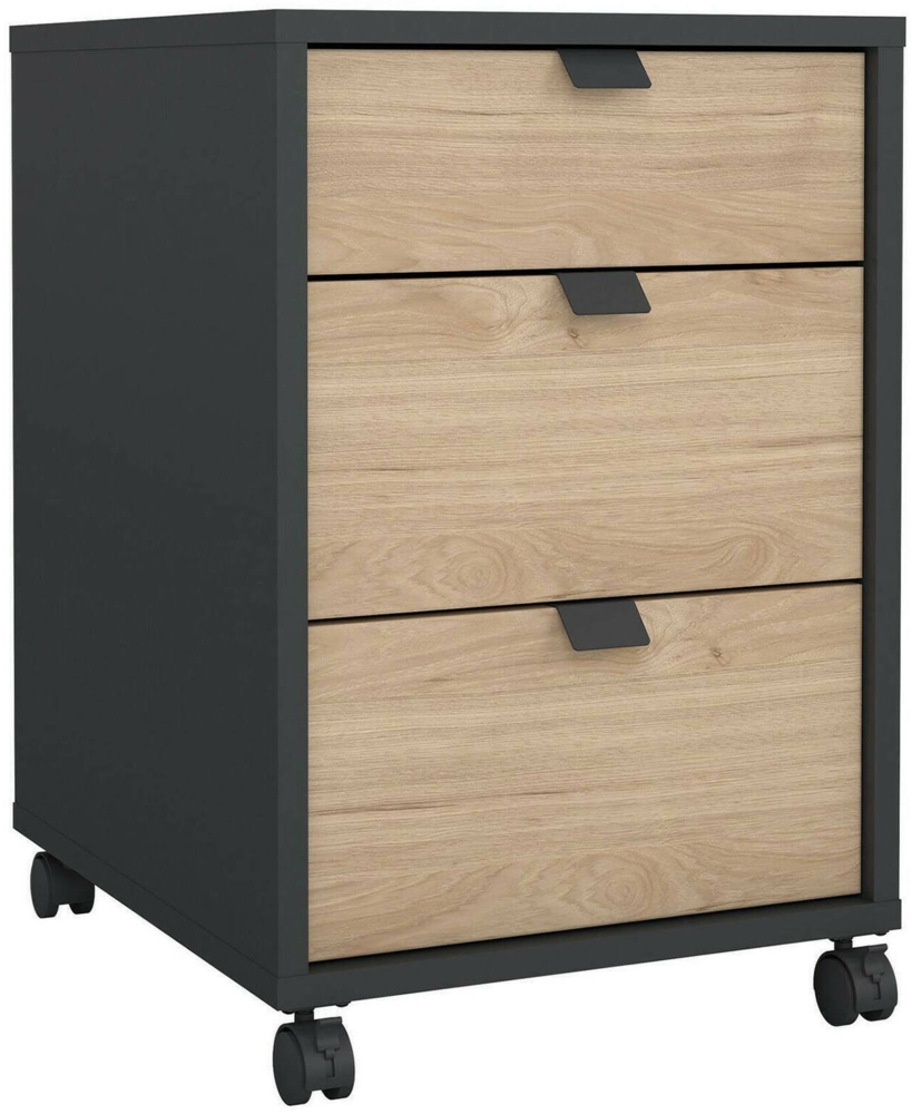 Dmora Kommode Agazzino, Mehrzweckkommode, Schlafzimmerkommode, Schrank mit Schubladen, 48x41 h61 cm, Eiche und Grau Bild 1