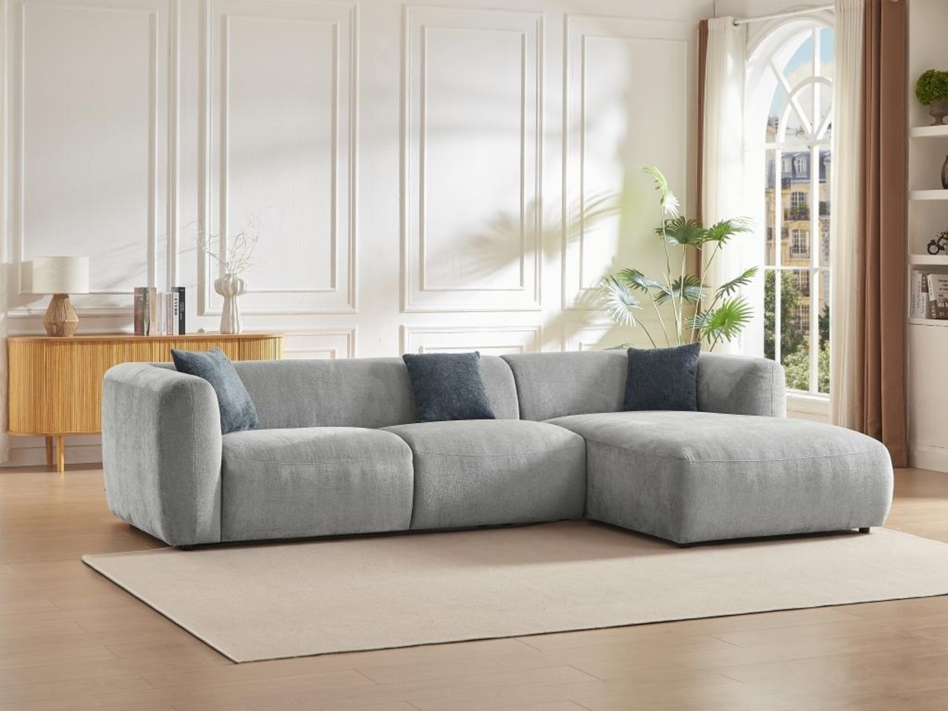 Vente-unique - Ecksofa - Ecke rechts - Stoff - Grau - TANCAVO Bild 1