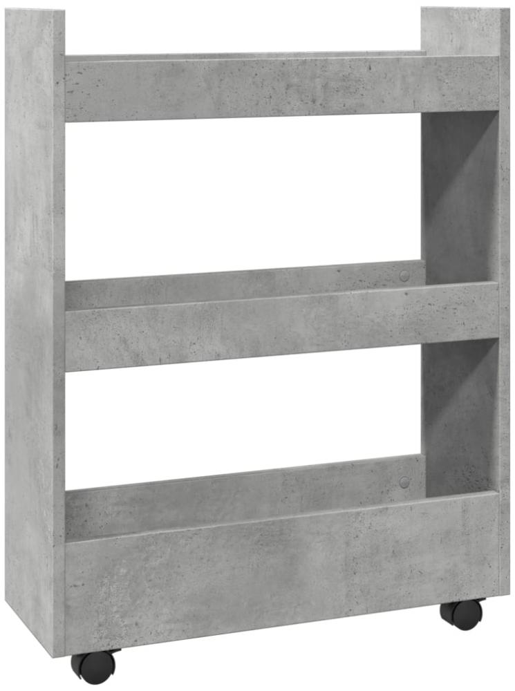 vidaXL Aufbewahrungswagen Schmal 3 Etagen Betongrau Holzwerkstoff 855253 Bild 1