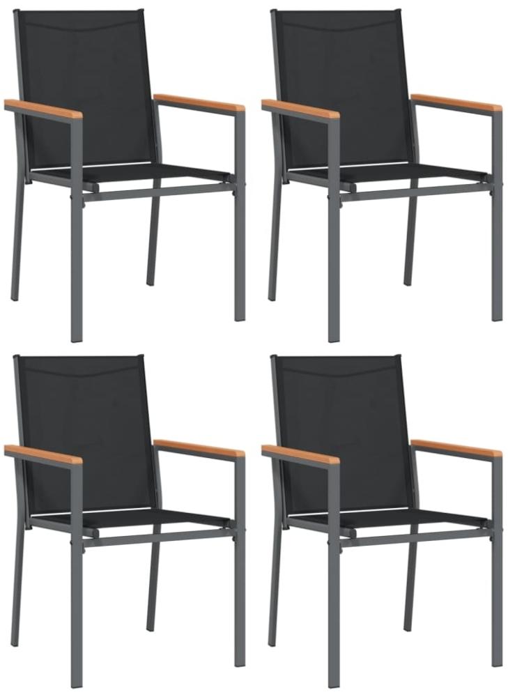vidaXL Gartenstühle 4 Stk. Schwarz 55x61,5x90 cm Textilene und Stahl 3187085 Bild 1
