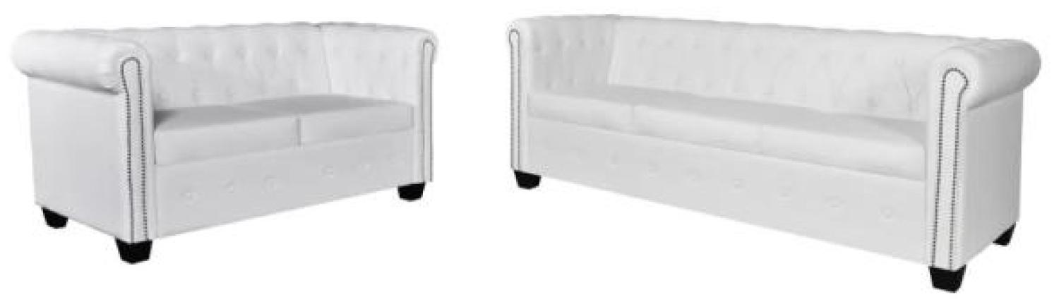 vidaXL Chesterfield-Sofas 2-Sitzer und 3-Sitzer Kunstleder Weiß 272250 Bild 1