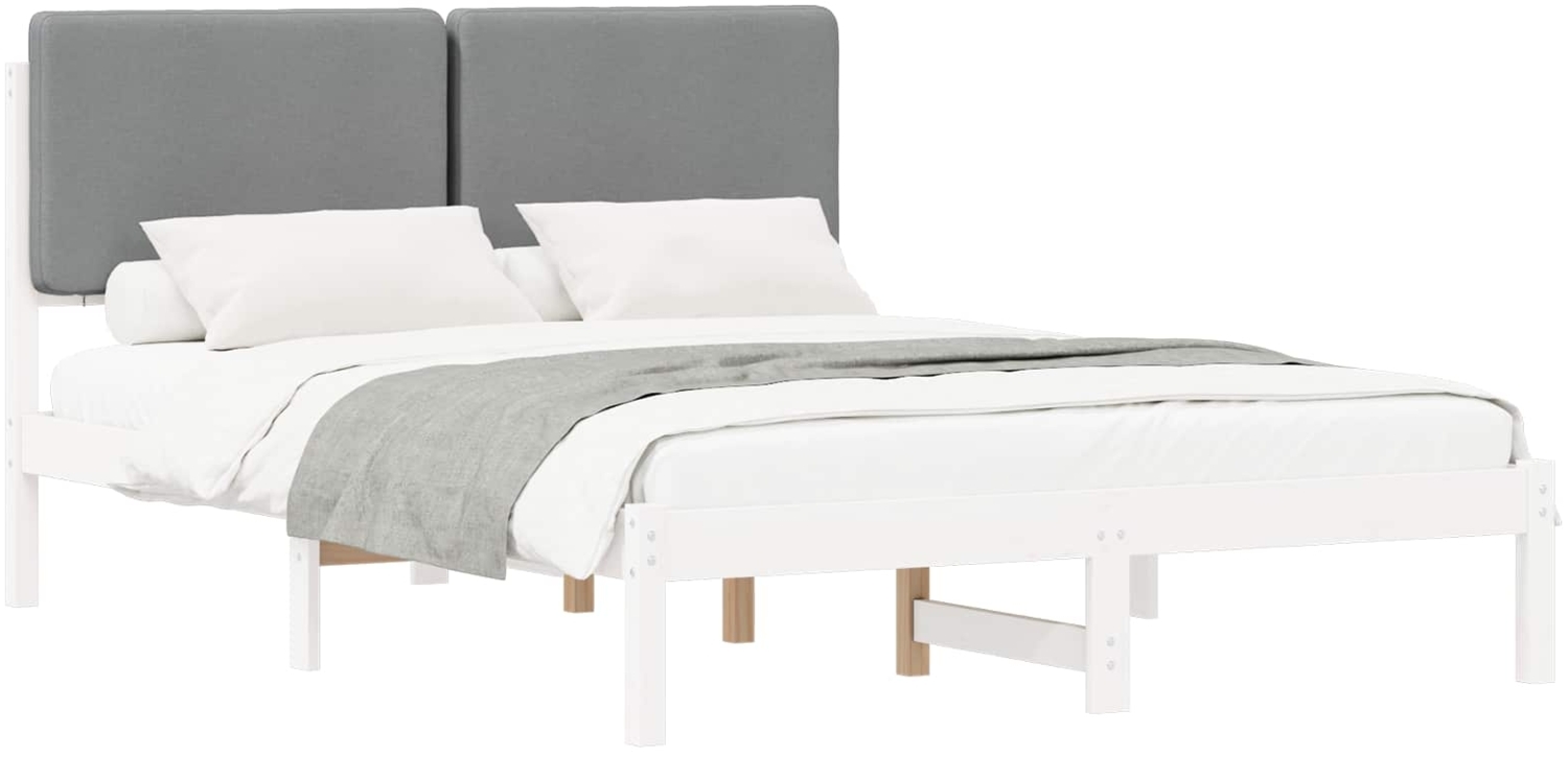 vidaXL Bettgestell mit gepolstertem Kopfteil Hellgrau 150 x 200 cm 877903 Bild 1