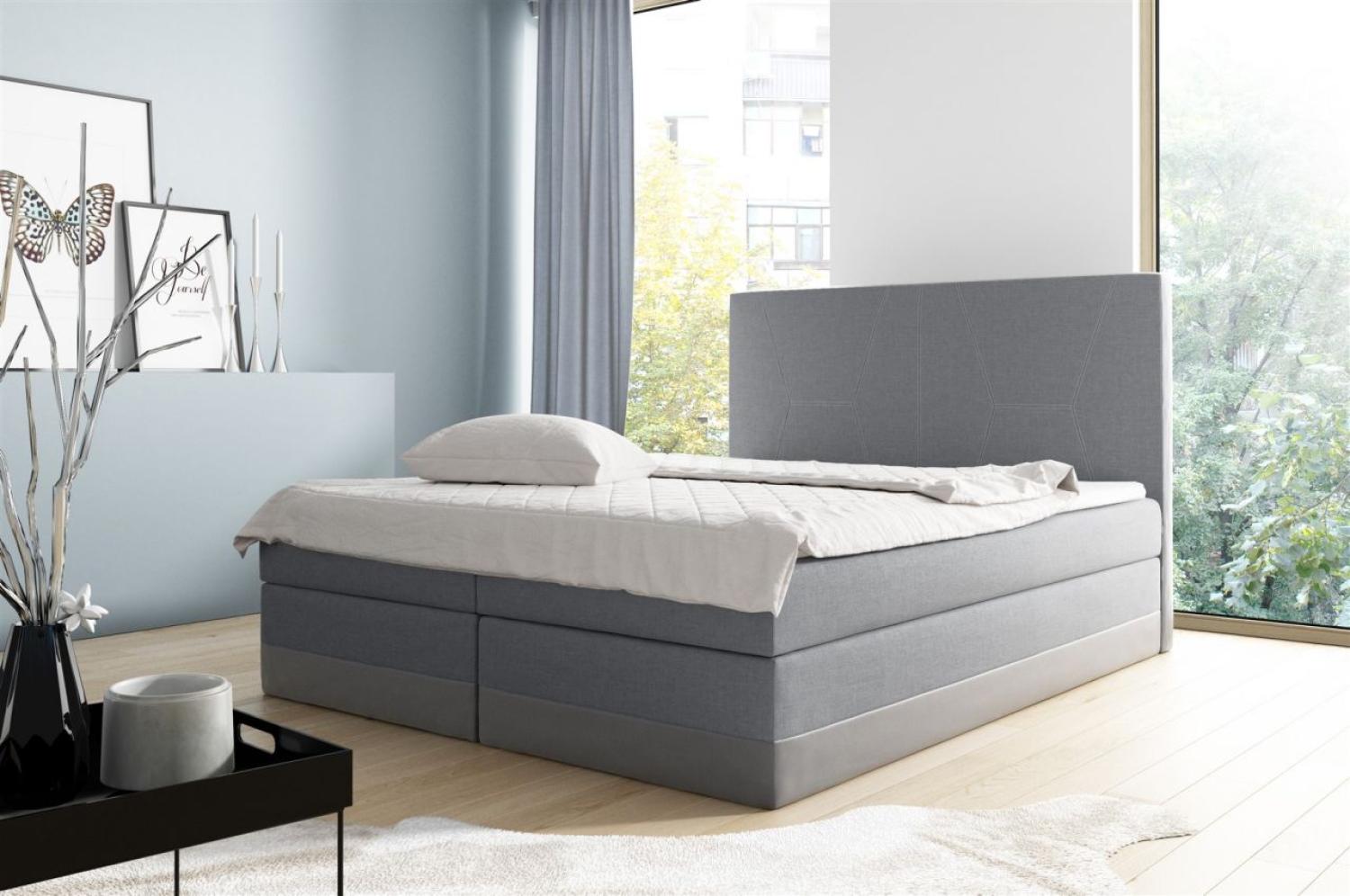 Boxspringbett VELARO 140x200 cm Grau Bild 1