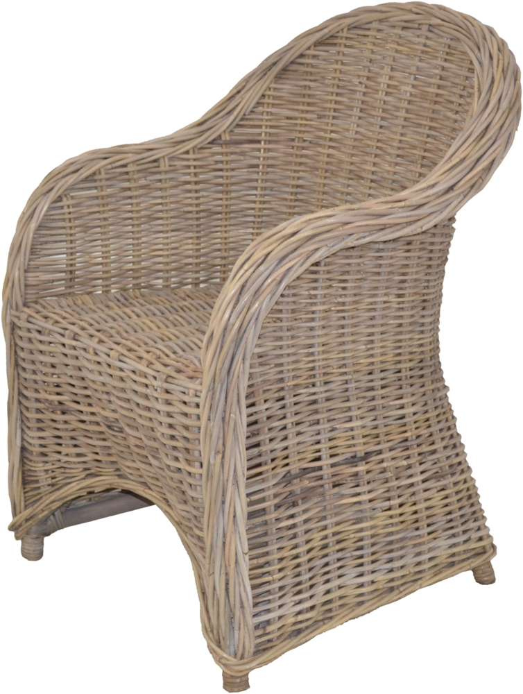 Relaxsessel aus Kubu-Rattan, naturgrau Bild 1