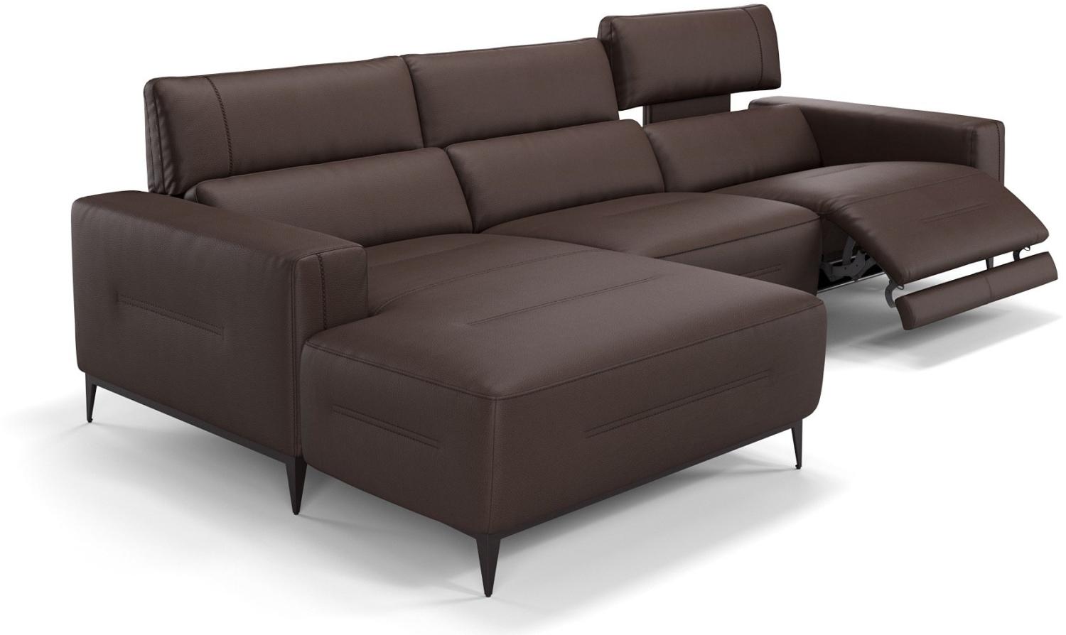 Sofanella Ecksofa TERAMO Ledersofa Eckgarnitur Eckcouch in Schwarz S: 260 Breite x 101 Tiefe Bild 1