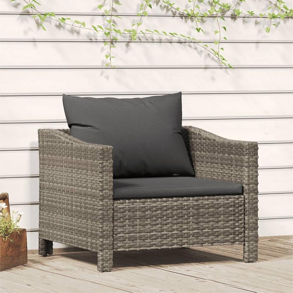 vidaXL Gartensessel mit Kissen Grau Poly Rattan 362693 Bild 1