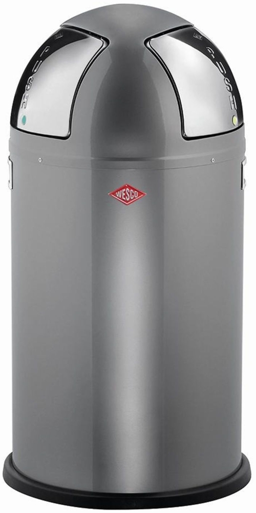 Wesco Doppel-Mülleimer Push Two, Duo Mülleimer, Doppelmülleimer, Abfalleimer, Stahlblech, Silber, 2x25 L Bild 1