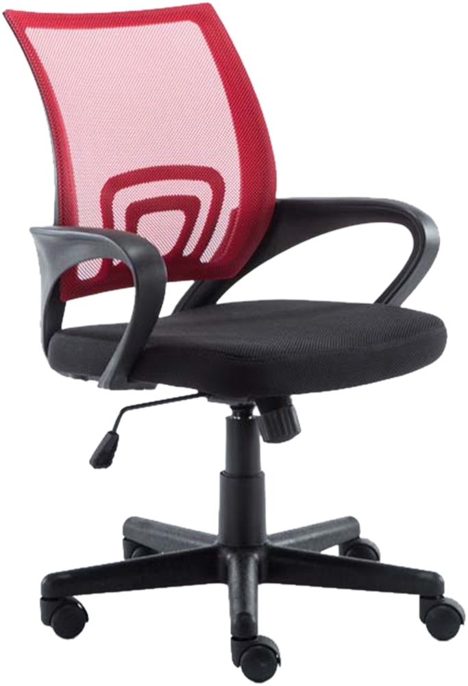 DELUKE® Bürostuhl PARIS - 88 x 56 x 54, Rot Kunstleder Kunststoff Gestell ergonomische Bürostühle Homeoffice Stuhl mit Rollen Bild 1