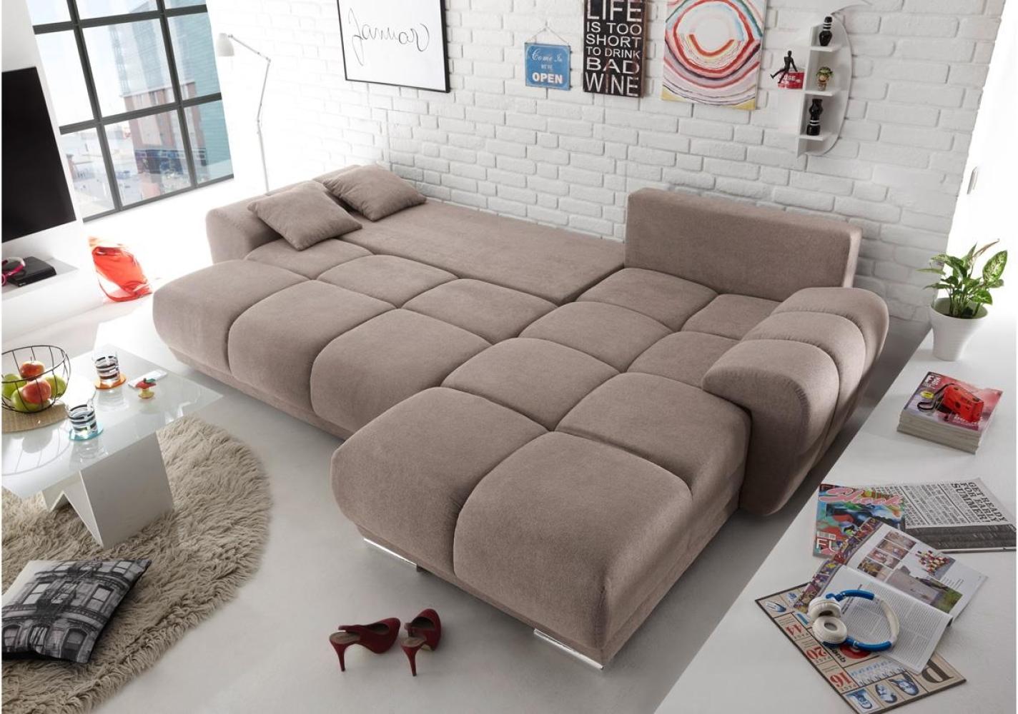 Ecksofa Couch Schlafcouch Schlafsofa Funktionssofa ausziehbar Taupe 289 cm Bild 1