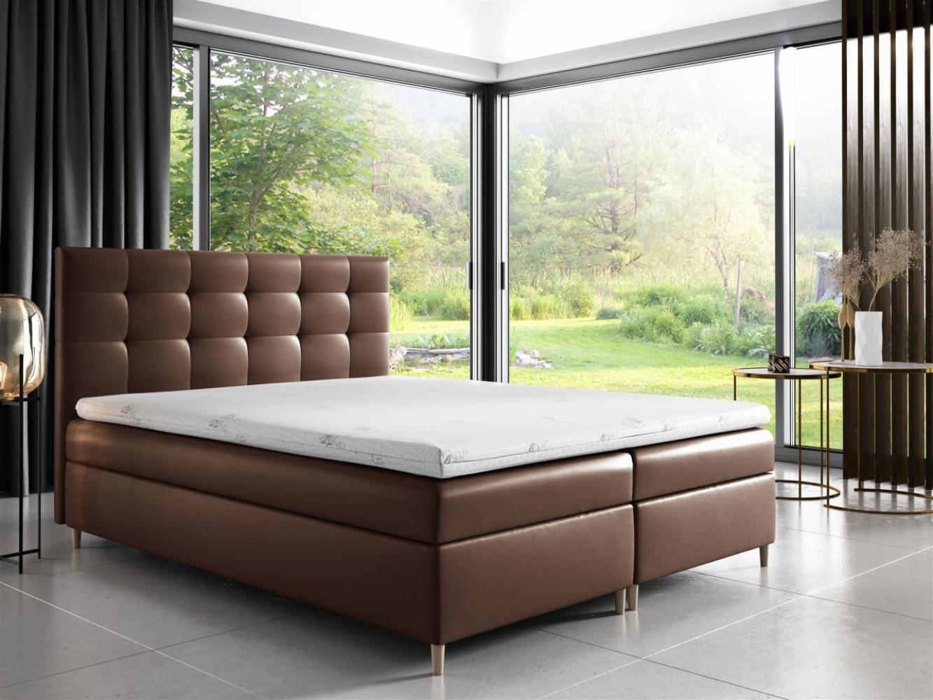 Boxspringbett ARVID 180x200 cm Kunstleder Braun Bild 1