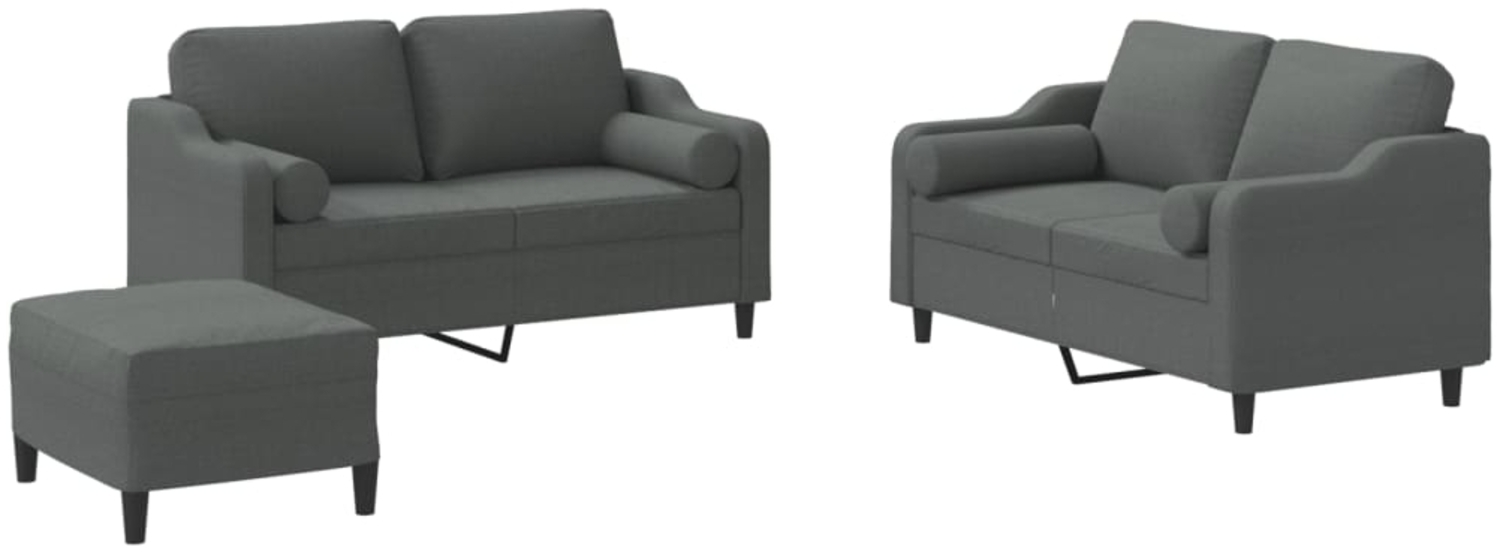 vidaXL 3-tlg. Sofagarnitur mit Kissen Dunkelgrau Stoff 3201827 Bild 1