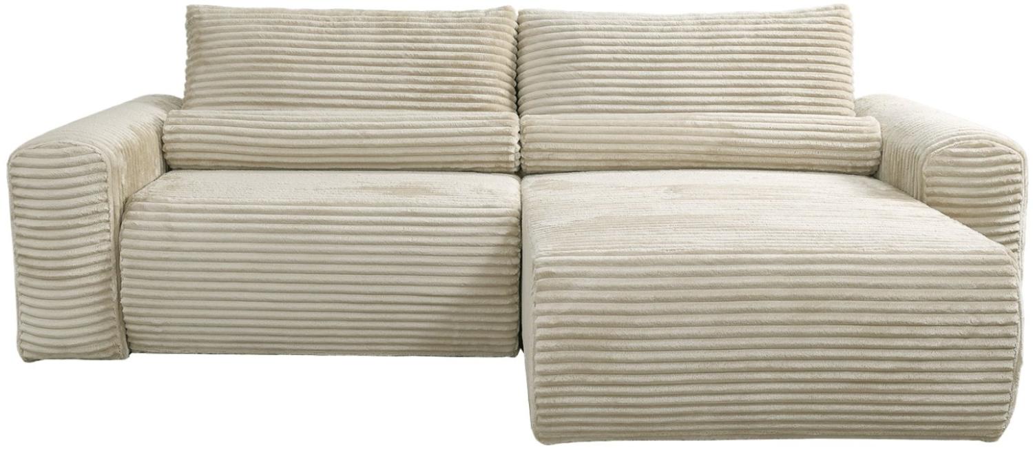 Selsey Leo - Ecksofa beidseitig montierbar mit Cordbezug und Schlaffunktion, hellbeige Bild 1