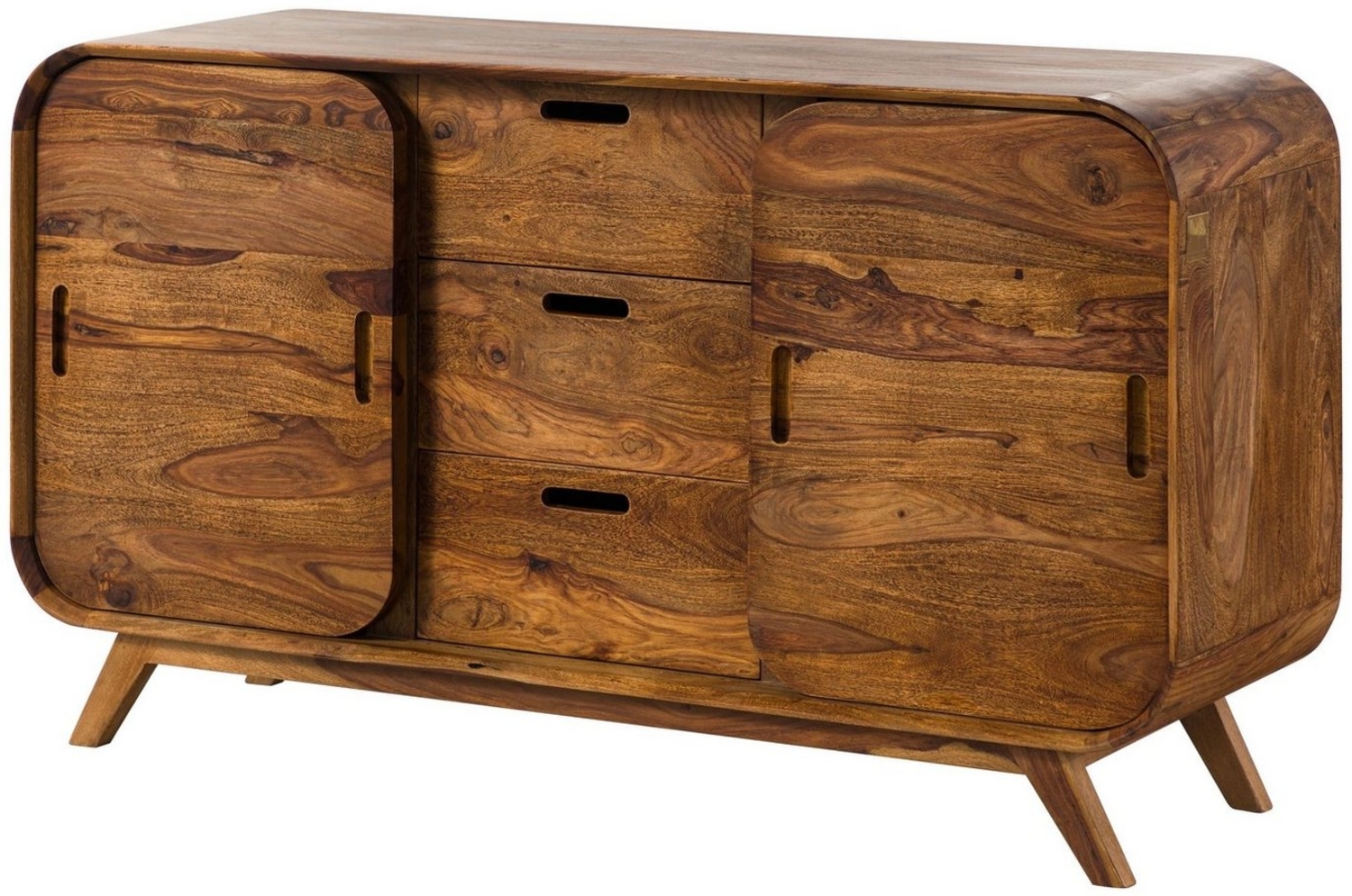 Massivmoebel24 Sideboard (Sheesham 134x40x75 hellbraun lackiert MAILAND #101) Bild 1