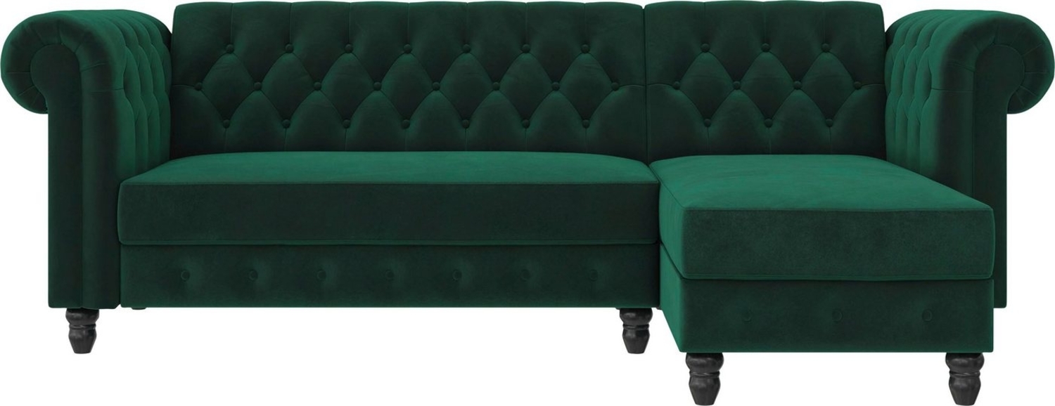 Dorel Home Ecksofa Felix, L-Form, 241 cm (Liegefl. 108x195 cm), Recamiere tauschbar, verstellb. Rückenlehne, Bett-Funktion, Velours, Kunstleder, Vintage Bild 1