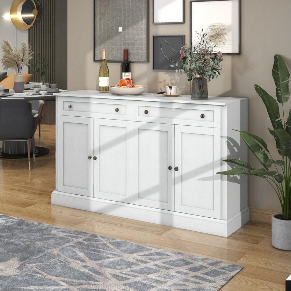 Merax Sideboard im rustikalen Landhausstil mit 2 Schubladen und 4 Türen, Kommode mit viel Stauraum und Metallgriffe,Anrichte,Breite 150cm Bild 1