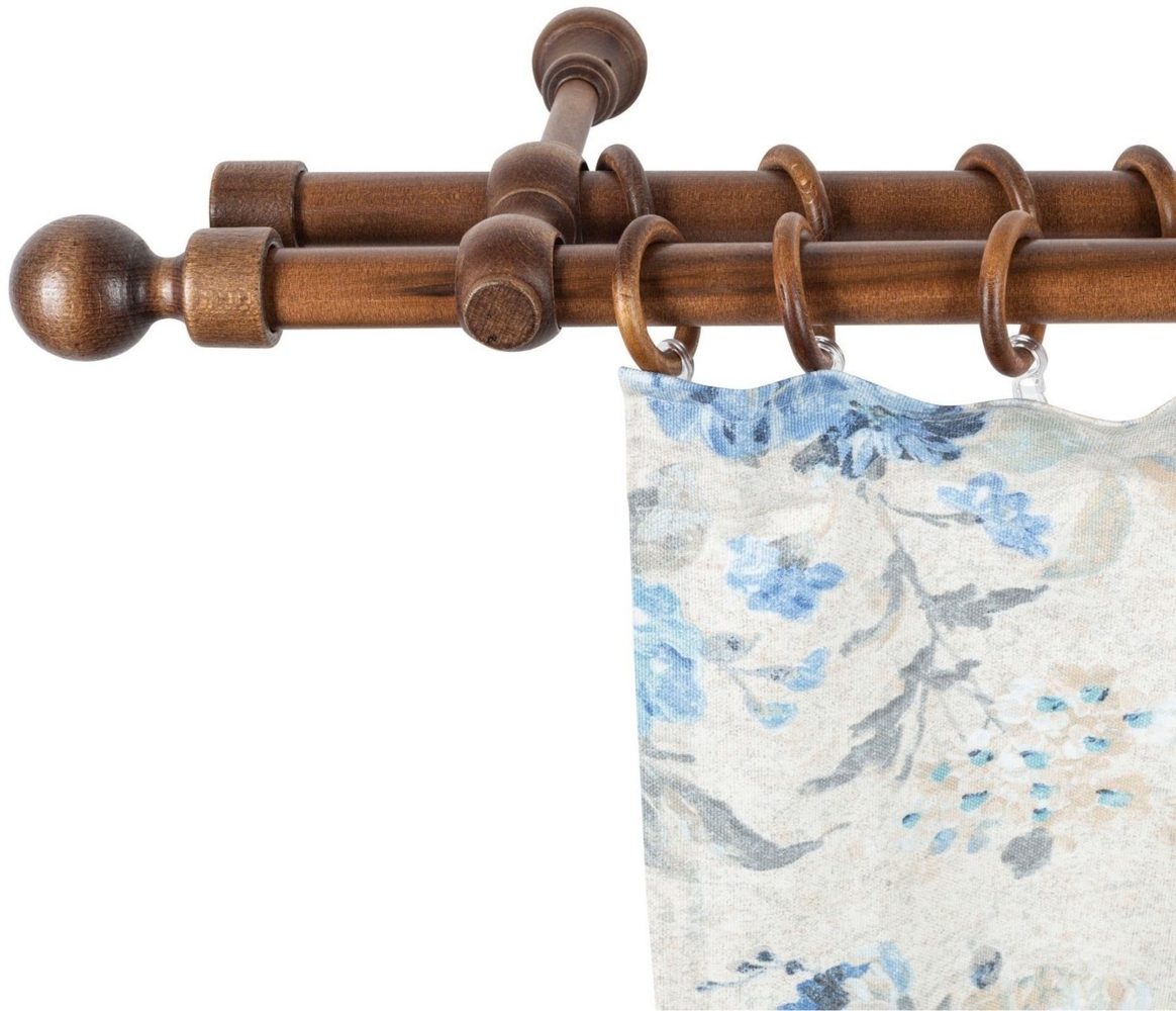 SN DECO GROUP Gardinenstange Giro, 2-läufig, Fixmaß, mit Bohren, verschraubt, Holzwerkstoff, 28 mm, Holz, verschiedene Längen und Farben, Komplettset Bild 1