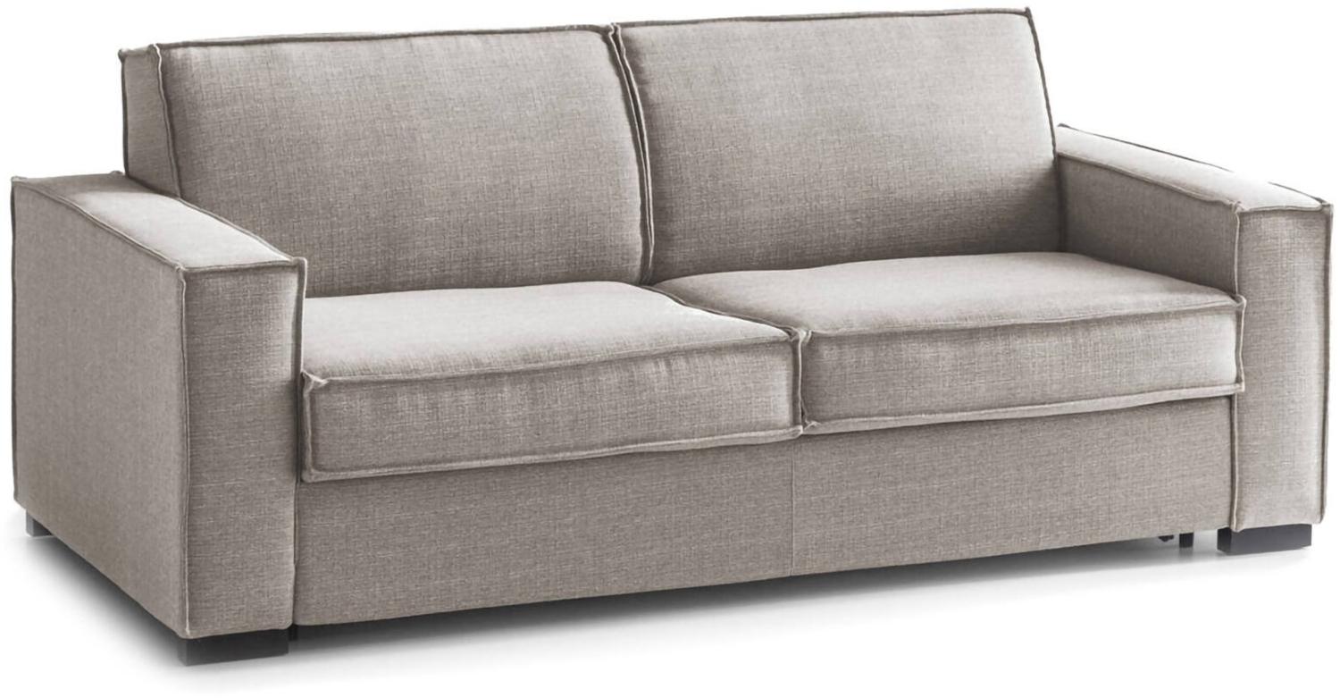 Dmora 2-Sitzer Schlafsofa Alk, Wohnzimmersofa mit drehbarer Öffnung, gepolsterter Stoff mit schmalen Armlehnen, 100 % Made in Italy, 160 x 95 x 90 cm, Taupe Bild 1