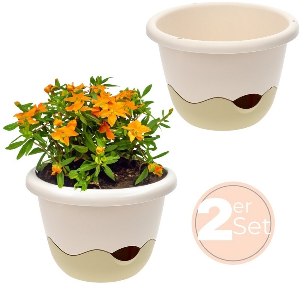 GarPet Blumentopf 2x Blumentopf Hängeampel Blumenampel Kette elfenbein Hängeblumentopf Bild 1