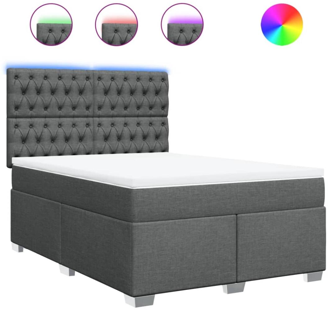 vidaXL Boxspringbett mit Matratze Dunkelgrau 140x190 cm Stoff 3292791 Bild 1