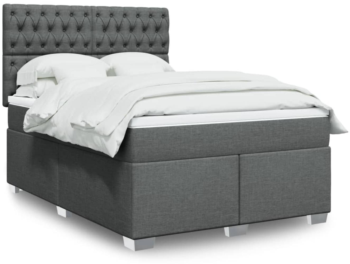 vidaXL Boxspringbett mit Matratze Dunkelgrau 140x190 cm Stoff 3292791 Bild 1