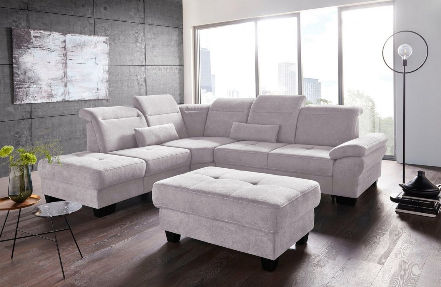 Places of Style Ecksofa Cornwall L-Form, incl. Sitztiefenverstellung, mit Bettfunktion und Kopfteilverstellung Bild 1