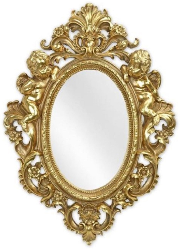 Casa Padrino Barock Spiegel Gold 35,1 x H. 48,8 cm - Antik Stil Wandspiegel - Wohnzimmer Spiegel - Garderoben Spiegel - Barock Möbel Bild 1