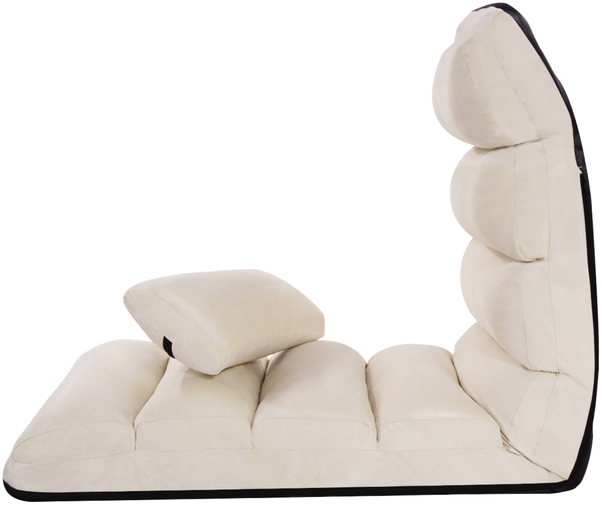 Bodenstuhl 5-fach einstellbarer Wildleder-Polsterstuhl 175 x 55 x 20 cm Beige Bild 1