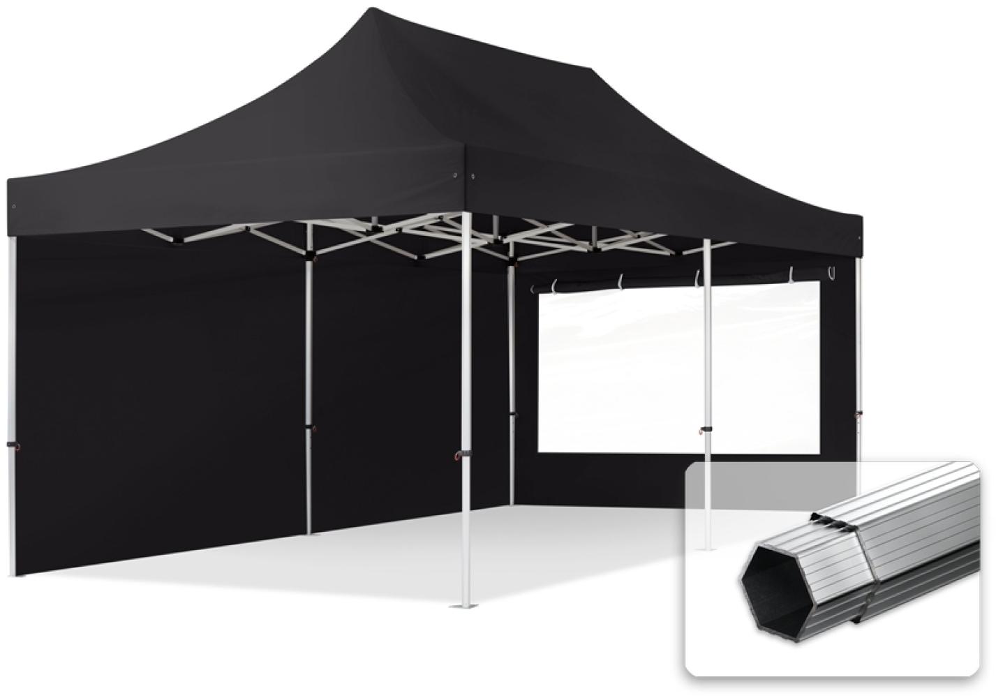 3x6 m Faltpavillon PROFESSIONAL Alu 40mm, Seitenteile mit Panoramafenstern, schwarz Bild 1