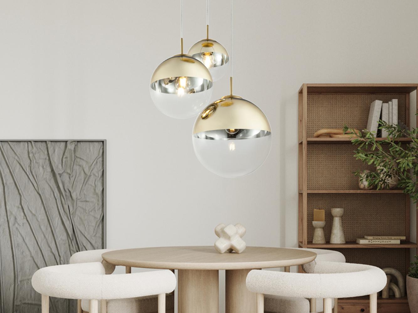 GLOBO LIGHTING LED Pendelleuchte, LED wechselbar, warmweiß, ausgefallene Cluster Glas-kugel für Esstisch Treppenhaus Gold-en Ø51cm Bild 1