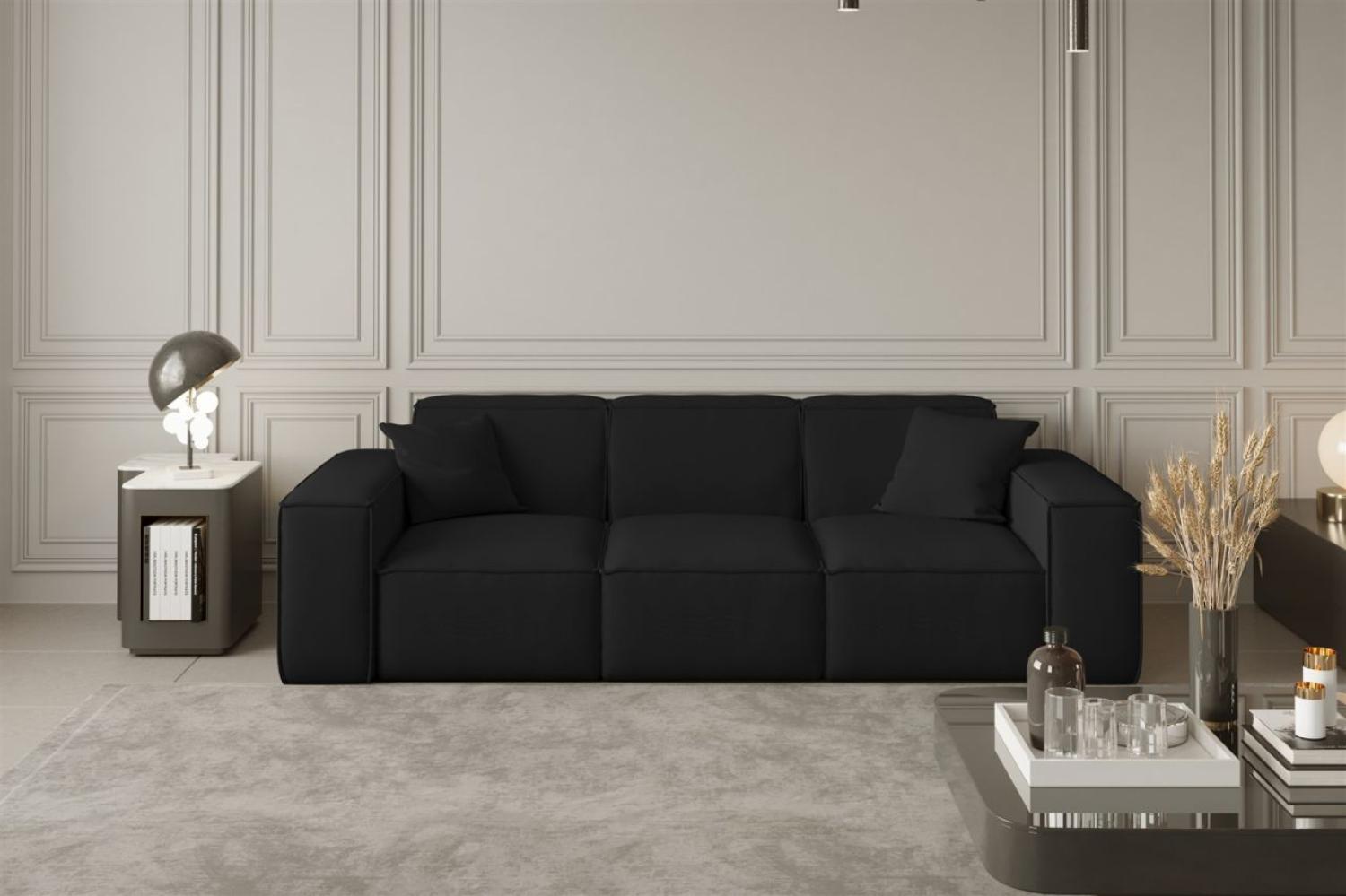 Sofa Designersofa CELES 3-Sitzer in Stoff Opera Velvet Schwarz Bild 1