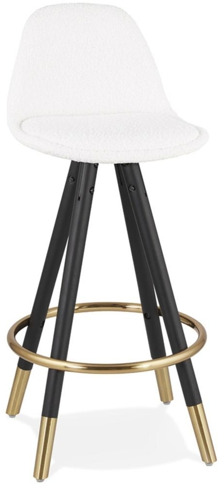 Kadima Design Barhocker weiß | 65 cm sitzhöhe | ergonomisch mit rückenlehne fußstütze | Bouclé | 120 kg belastbar Bild 1