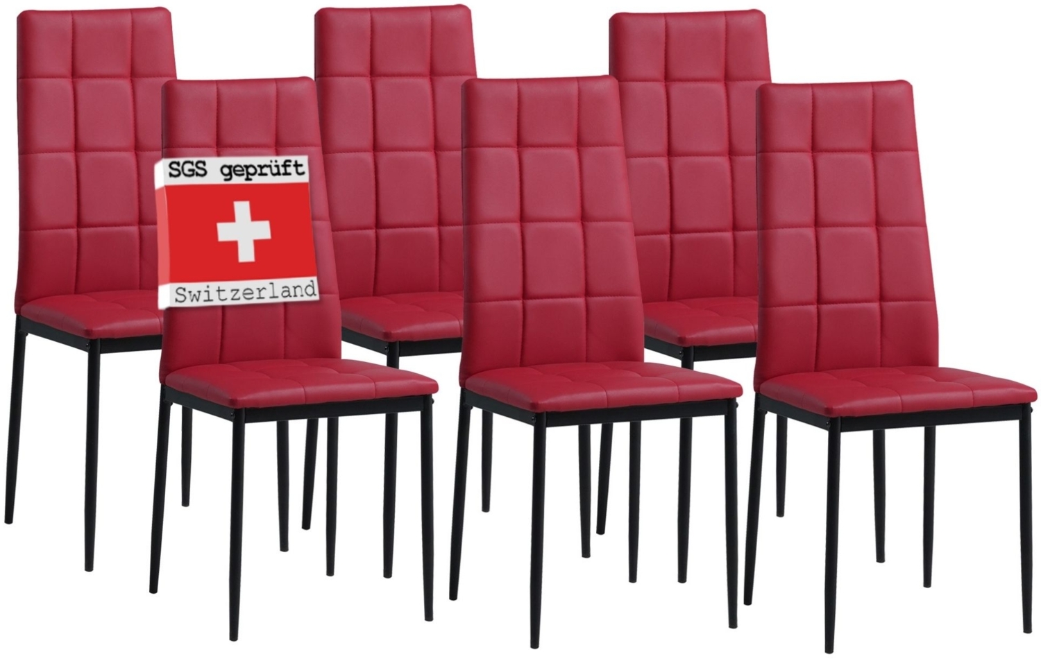 Albatros Esszimmerstühle RIMINI 6er Set, Rot - Edles Italienisches Design, Polsterstuhl Kunstleder-Bezug, Modern und Stilvoll am Esstisch-Küchenstuhl oder Stuhl Esszimmer hohe Belastbarkeit Bild 1