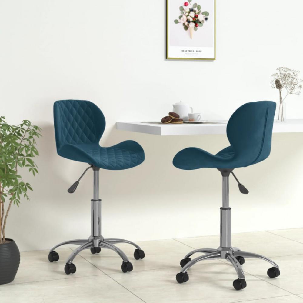 vidaXL Esszimmerstühle 2 Stk. Drehbar Blau Samt, Drehbar [334949] Bild 1