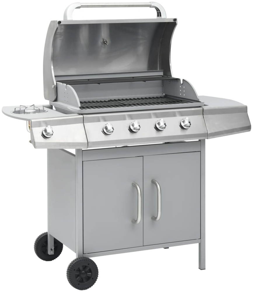 vidaXL Gasgrill 4+1 Flammen Silbern Edelstahl 310108 Bild 1