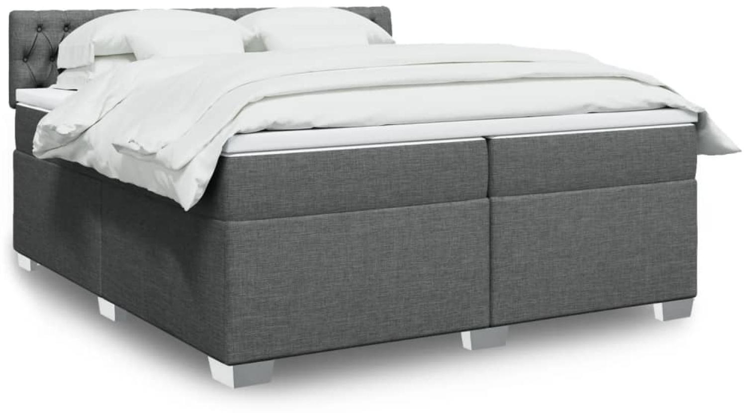 vidaXL Boxspringbett mit Matratze Dunkelgrau 200x200 cm Stoff 3288303 Bild 1