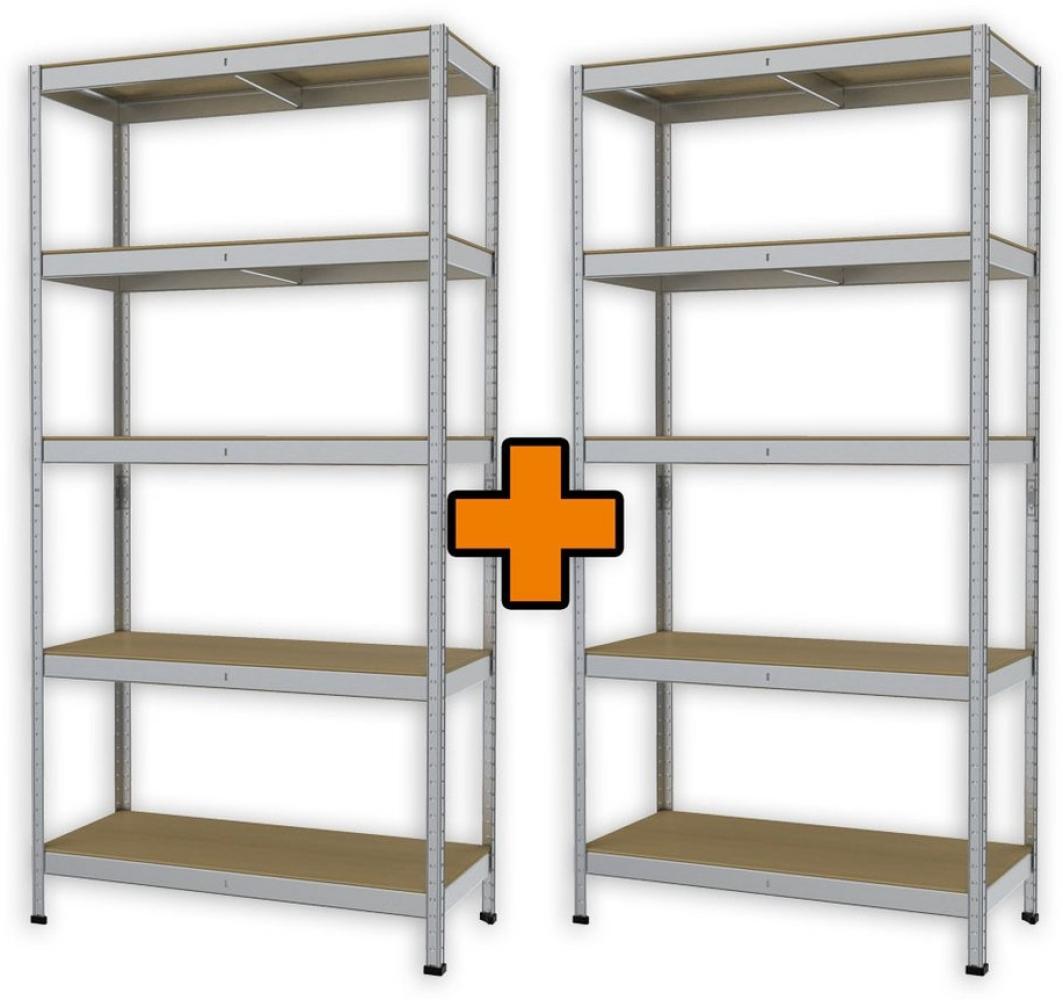 TrendLine Metallsteckregal, 2er Set, je 5 Holzböden, 875 kg, 180 x 90 x 40 cm Bild 1