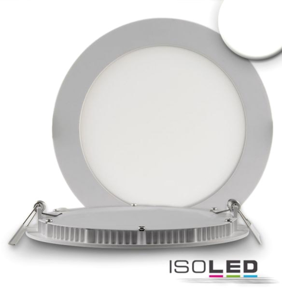 ISOLED LED Downlight, 9W, rund, ultra flach,silber, neutralweiß, dimmbar Bild 1