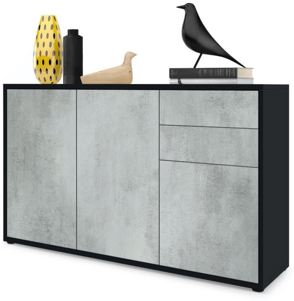 Vladon Sideboard Ben V3, Kommode mit 3 Türen und 2 Schubladen, Schwarz matt/Beton Oxid-Optik (117 x 74 x 36 cm) Bild 1