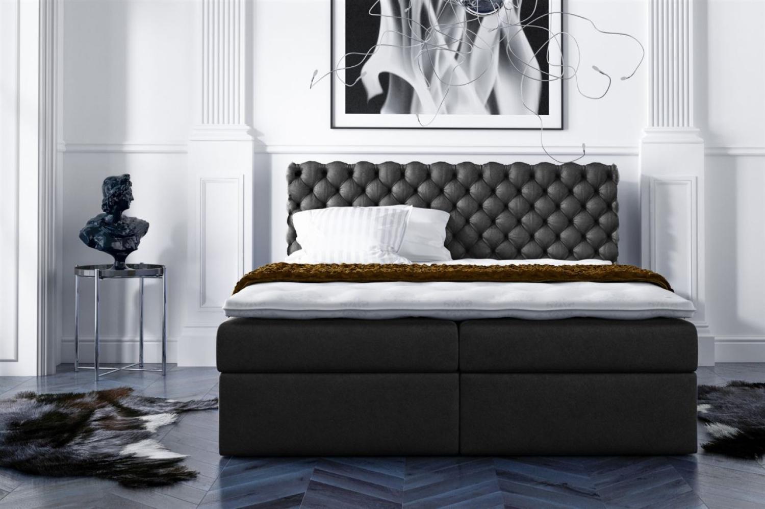 Boxspringbett PARINI 160x200 cm Schwarz Bild 1