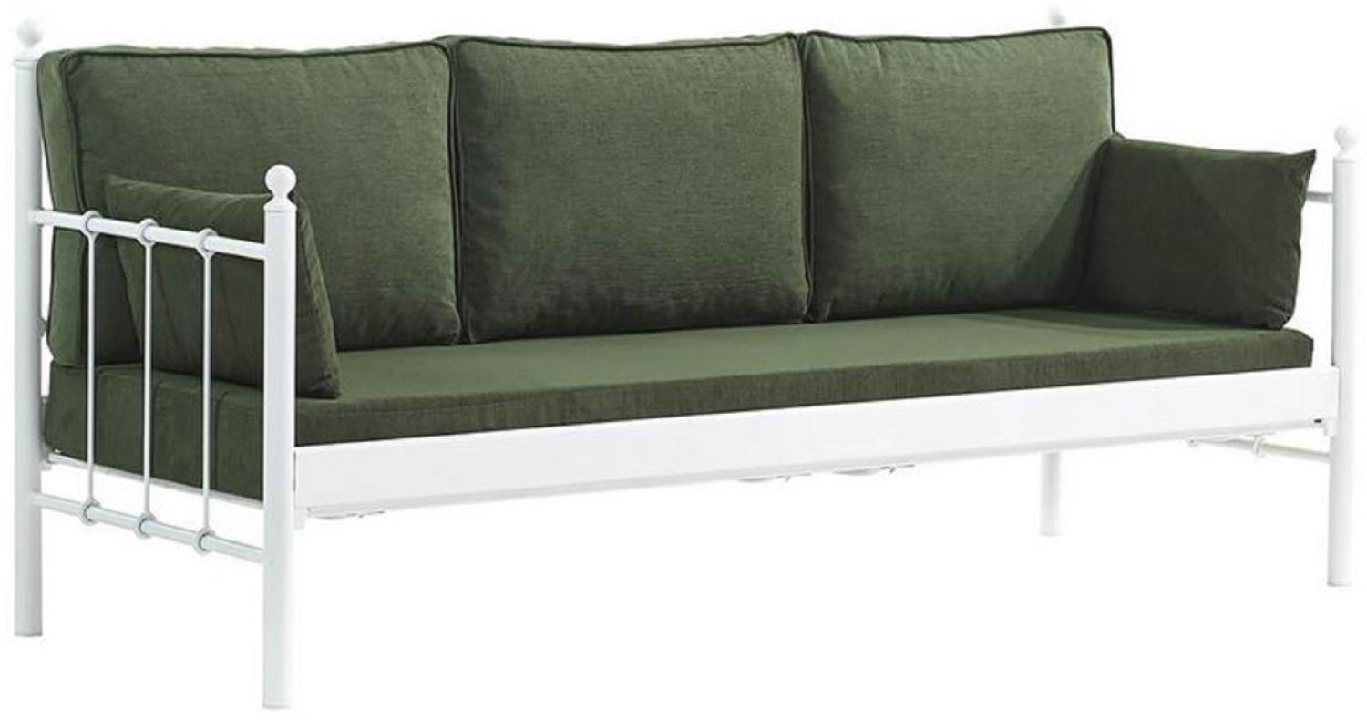 Casa Padrino Jugendstil Gartensofa Weiß / Dunkelgrün 200 x 70 x H. 92 cm - Garten Sofa - Terrassen Sofa - Jugendstil Garten & Terrassen Möbel Bild 1