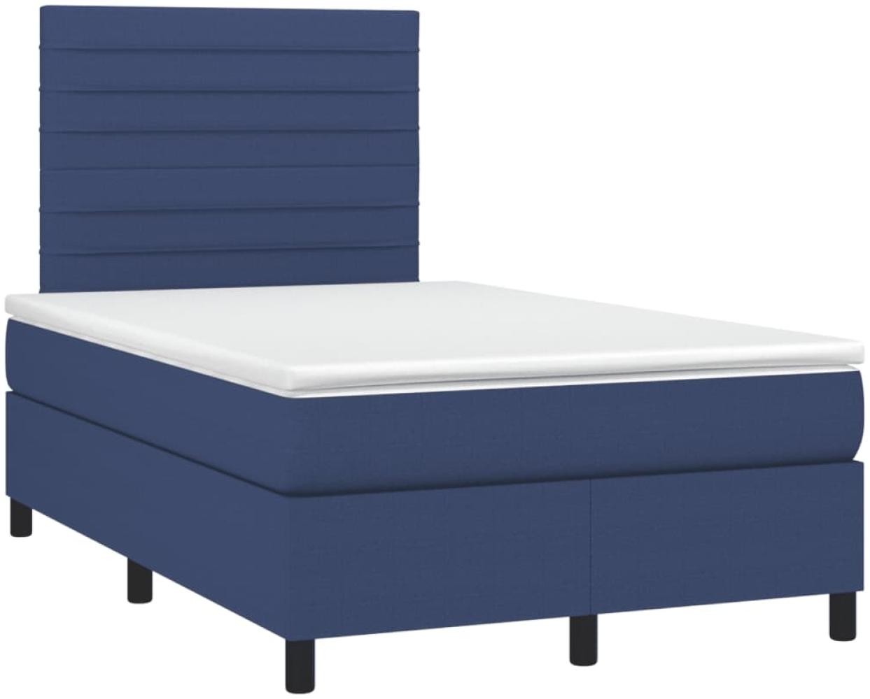 vidaXL Boxspringbett mit Matratze Blau 120x190 cm Stoff 3269894 Bild 1