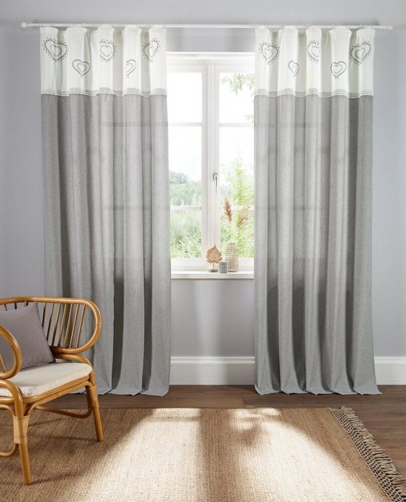 my home Gardine Louis, Kräuselband (1 St), halbtransparent, halbtransparent, aus Bio-Baumwolle, einseitig bedruckt Bild 1