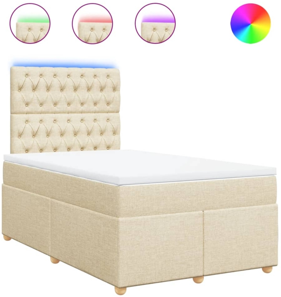 vidaXL Boxspringbett mit Matratze Creme 120x190 cm Stoff 3293531 Bild 1