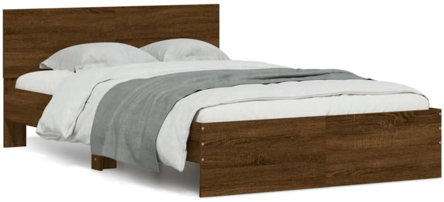 vidaXL Bettgestell mit Kopfteil Braun Eiche-Optik 135x190 cm 3207510 Bild 1