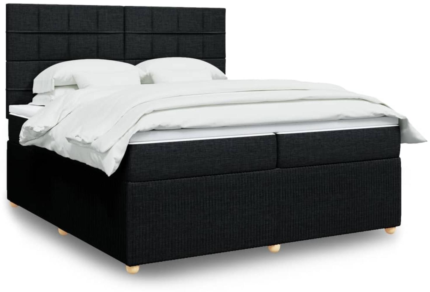 vidaXL Boxspringbett mit Matratze Schwarz 200x200 cm Stoff 3294465 Bild 1