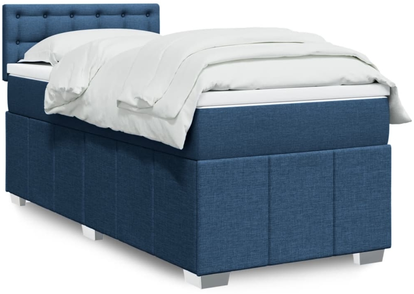 vidaXL Boxspringbett mit Matratze Blau 90x190 cm Stoff 3289243 Bild 1