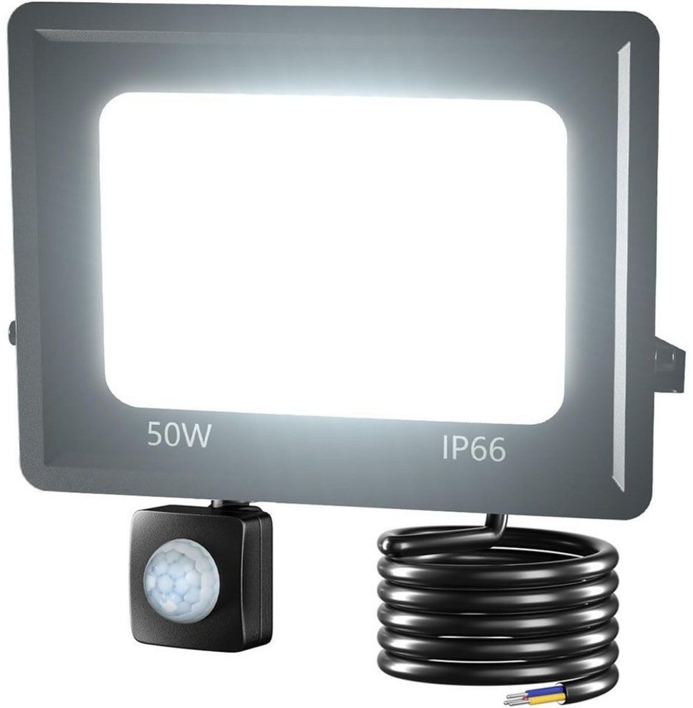 PRIISF LED Flutlichtstrahler Fluter Strahler Light Außenleuchte Scheinwerfer Flutlicht 6500K 3000LM, 50W, LED fest integriert, Kaltweiß, IP66 Wasserdicht Spotlight Wandleuchte mit Bewegungsmelder 30/50/100W Bild 1