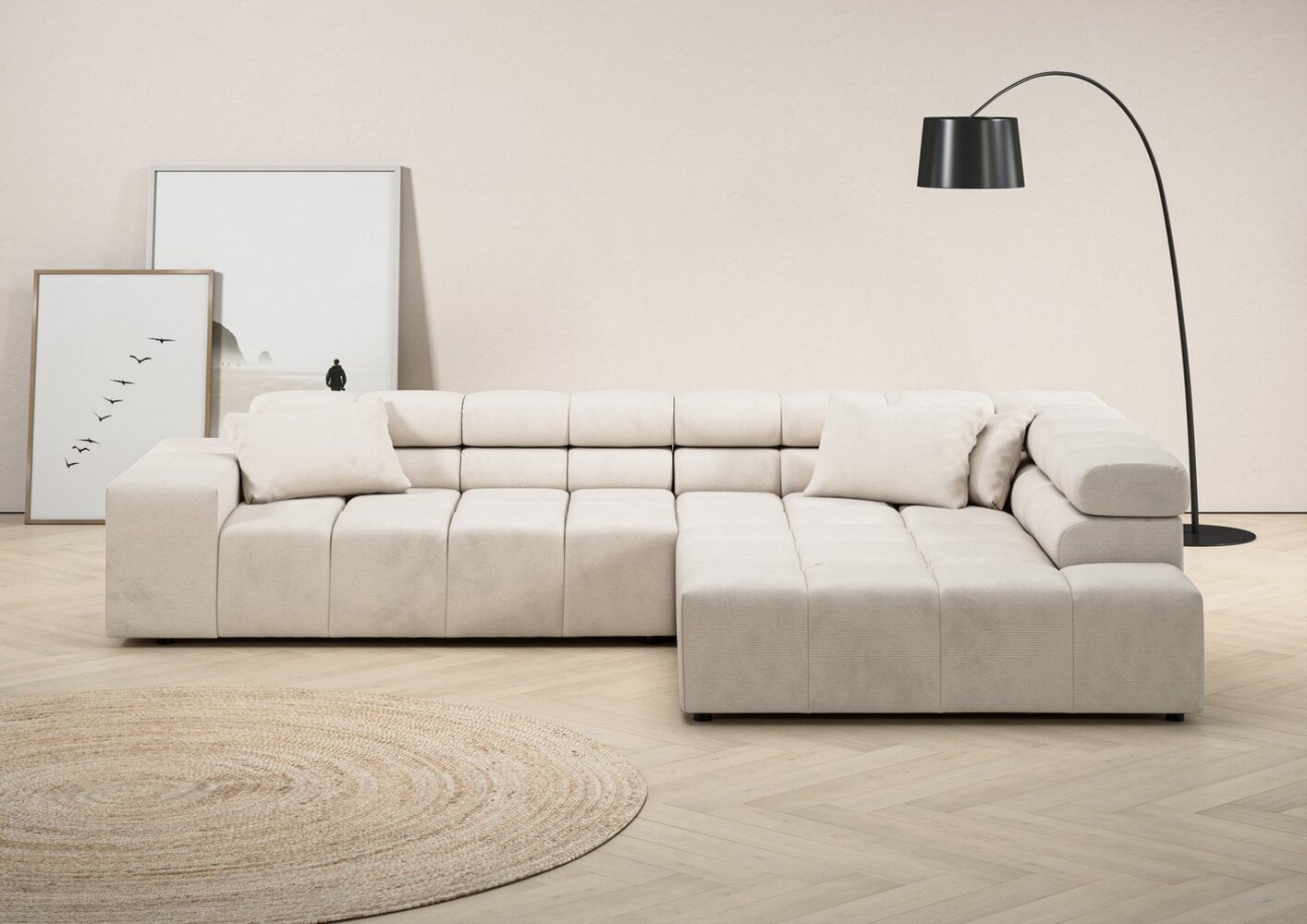 INOSIGN Ecksofa Ancona incl. Kopfteilverstellung, Zierkissen Breite 319cm, L-Form, wahlweise motorische Sitztiefenverstellung, auch in Cord + Easy Care Bild 1