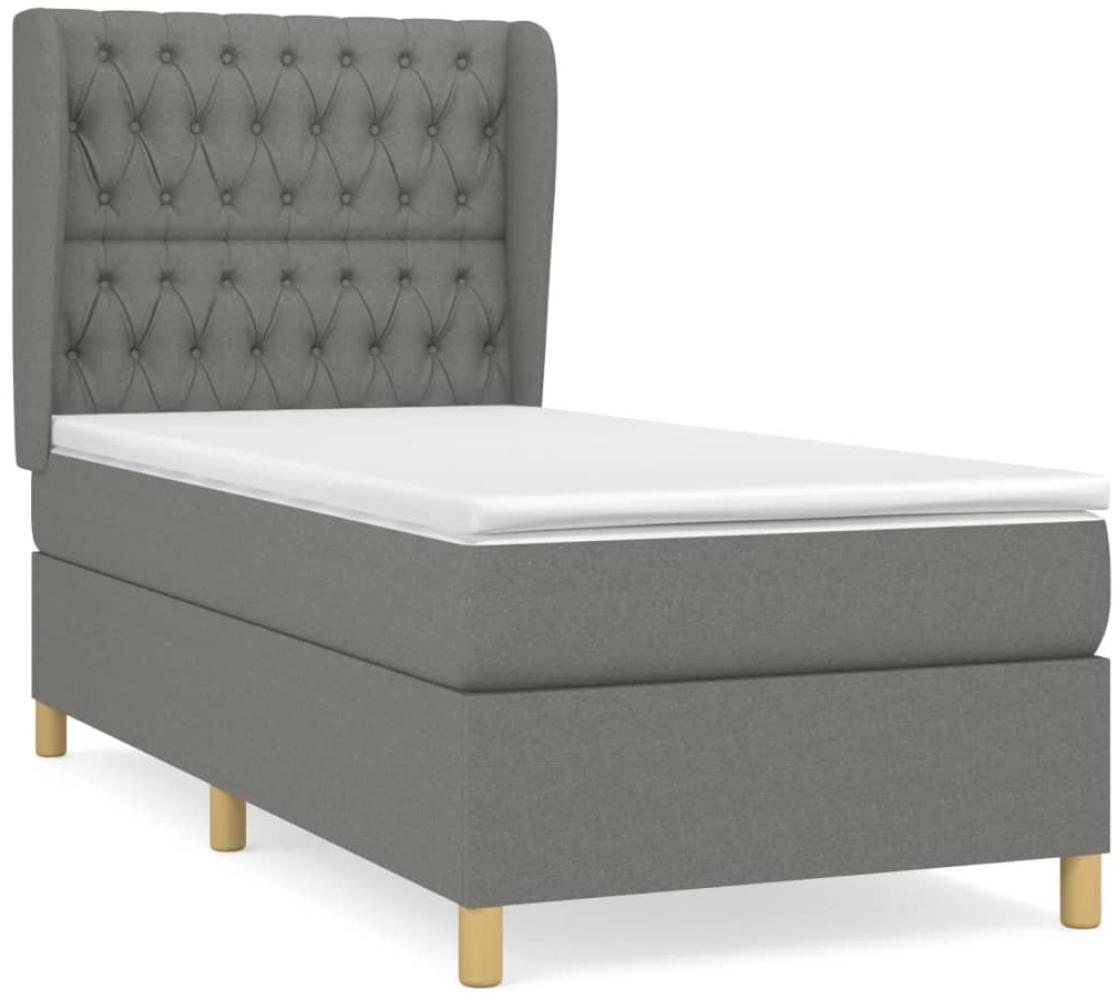 Boxspringbett mit Matratze Stoff Dunkelgrau 90x200 cm Bild 1
