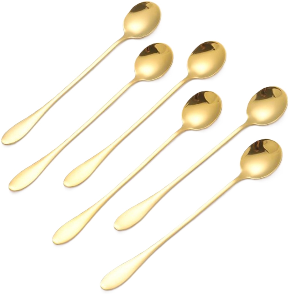 6er Set goldene Latte-Kaffeelöffel aus hochwertigem Edelstahl – Modern & Elegant Bild 1